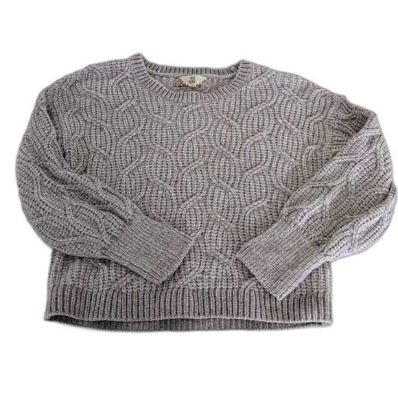 Pink Rose Sweaters - Women's Pink Rose Gray Chunky Cable Knit Sweater Size XS